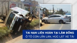 Tai nạn liên hoàn tại Lâm Đồng: Ô tô con lấn làn, húc lật xe tải