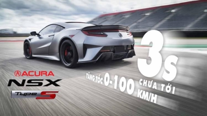 Acura NSX Type S 2022 mất chưa tới 3 giây để tăng tốc 0-100 km/h