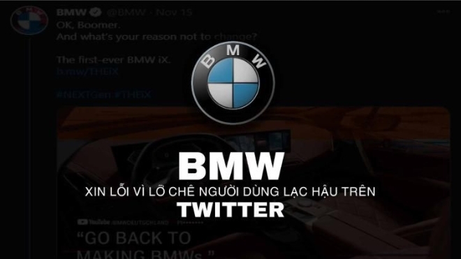 BMW xin lỗi vì lỡ chê người dùng lạc hậu trên Twitter