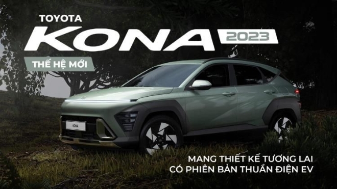 Diện kiến Hyundai Kona 2023 thế hệ mới mang thiết kế tương lai, có phiên bản thuần điện EV