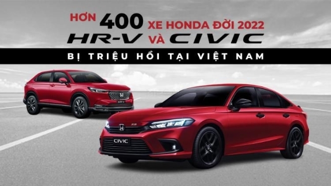 Hơn 400 xe Honda Civic và HR-V đời 2022 bị triệu hồi tại Việt Nam