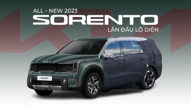 Kia Sorento 2023 lần đầu lộ diện: Thay thiết kế đầu xe, đèn pha dạng dọc