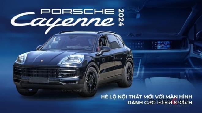 Porsche Cayenne 2024 hé lộ nội thất mới với màn hình dành cho hành khách