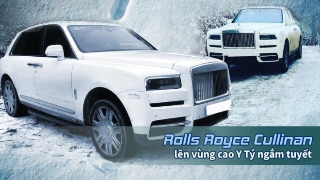 Rolls Royce Cullinan của đại gia Việt bất chấp đường trơn, leo lên Y Tý ngắm tuyết