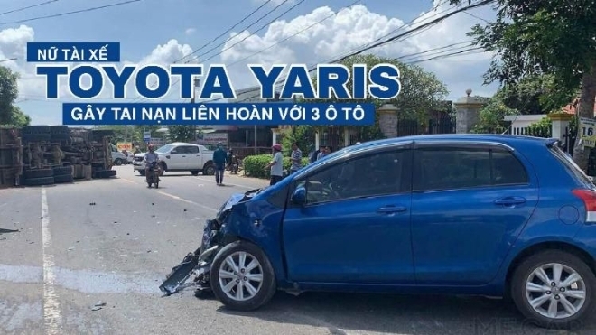 Sang đường bất ngờ, nữ tài xế Toyota Yaris gây tai nạn liên hoàn với 3 ô tô tại Vũng Tàu