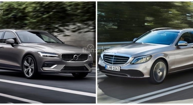 So sánh hình ảnh giữa Volvo V60 đời mới và Mercedes C-Class Estate