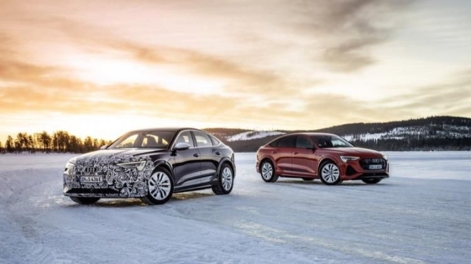 SUV điện Audi e-tron Sportback sắp nâng cấp lớn, lại khoe ảnh chạy thử mùa đông giống bao mẫu xe khác