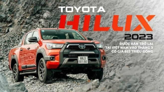 Toyota Hilux 2023 được bán trở lại tại Việt Nam vào tháng 3, mở đầu là bản 2.4 4x2 AT có giá 852 triệu đồng